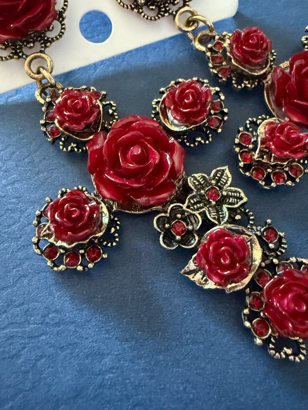 Red Rose Floral Drop Earrings for Women